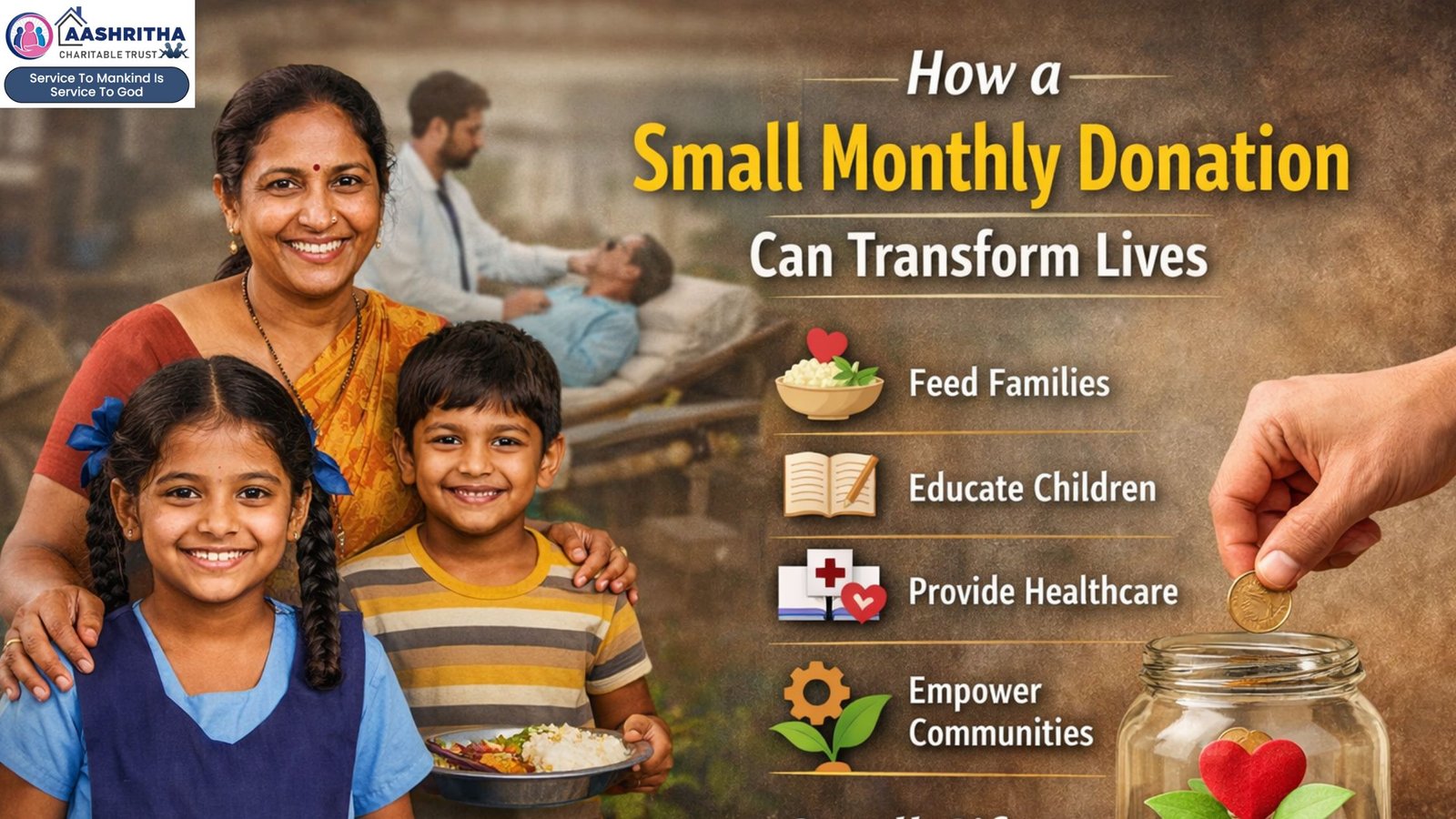 Small monthly donation helping underprivileged families with food