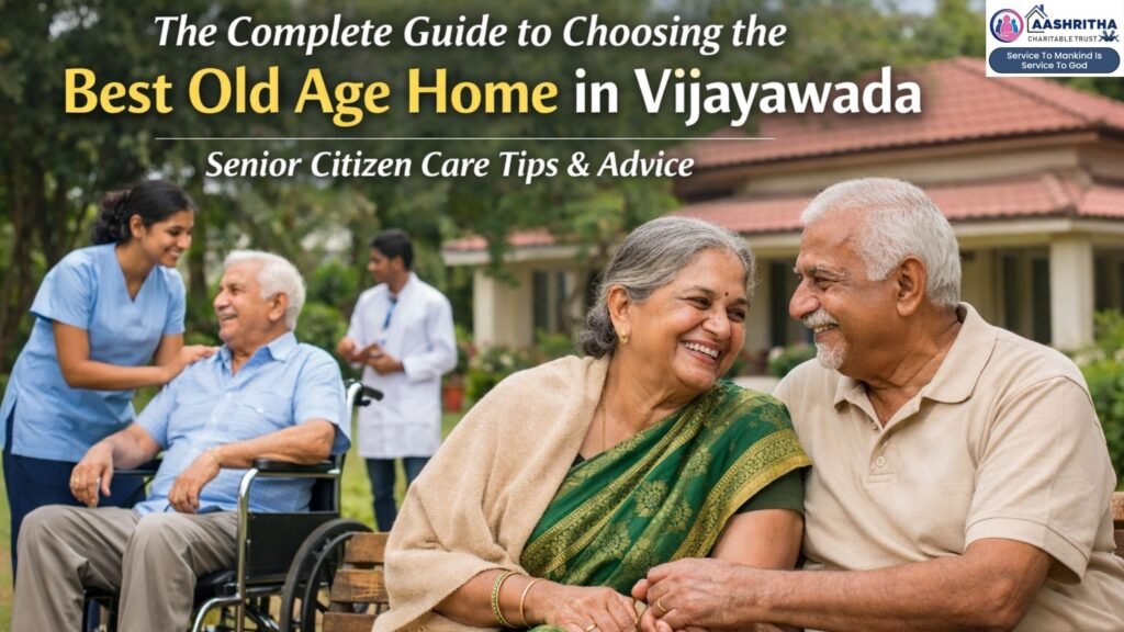 Senior citizens smiling at a caring old age home in Vijayawada with professional elderly care services