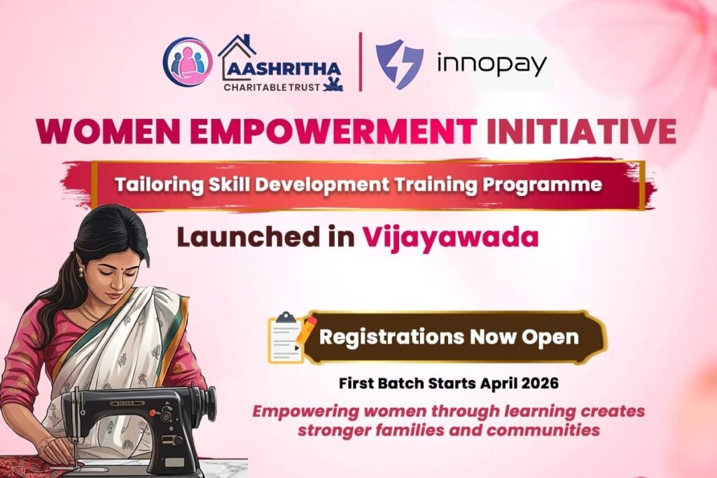 Women empowerment tailoring training programme in Vijayawada by Aashritha Charitable Trust with Innopay CSR support