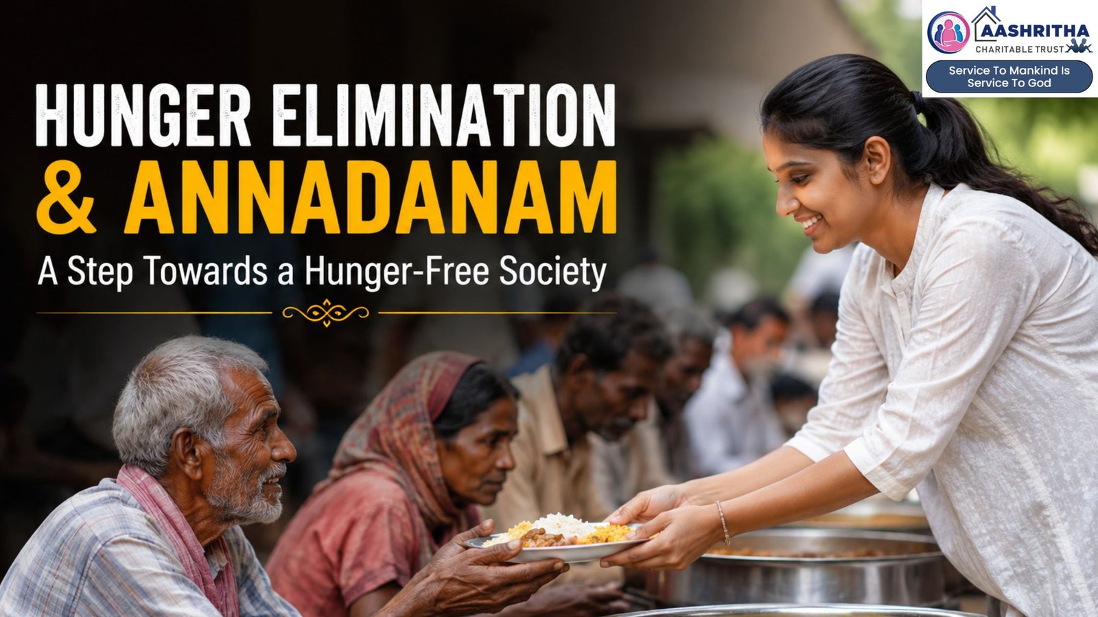 Volunteers serving nutritious meals during an Annadanam program supporting Hunger Elimination in Vijayawada, Andhra Pradesh.