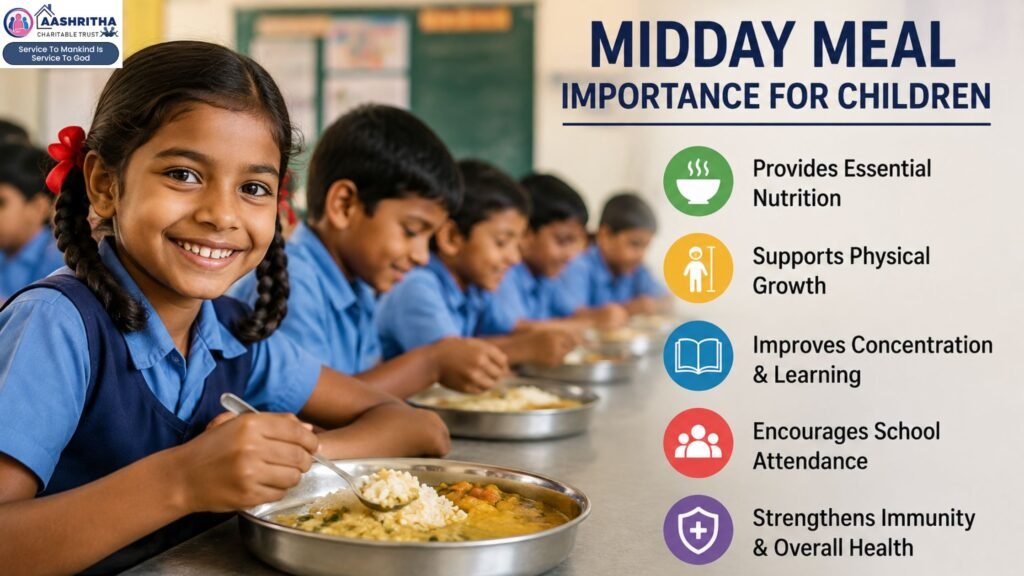 Midday meal providing essential nutrition and supporting the health, growth, learning, and school attendance of children